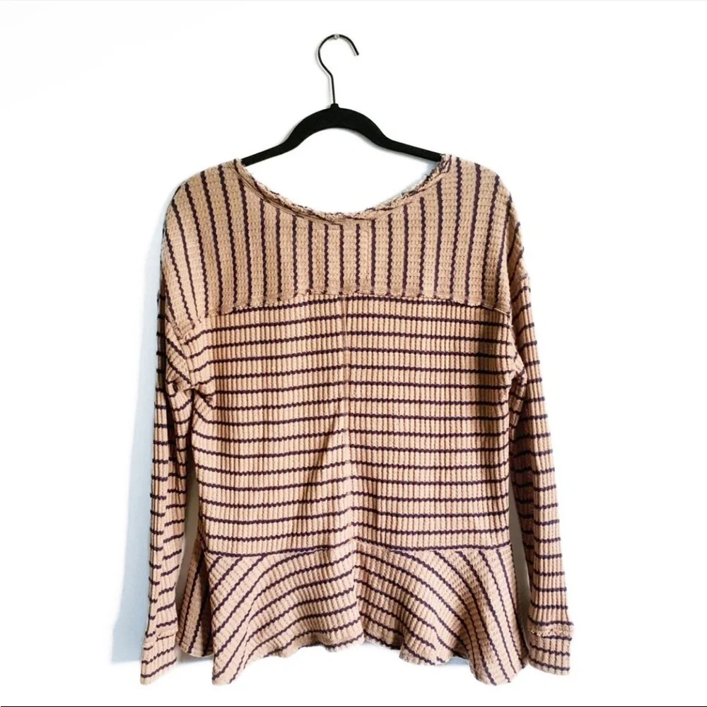 We The Free Auntie Em Peplum Thermal Top Boho Brown